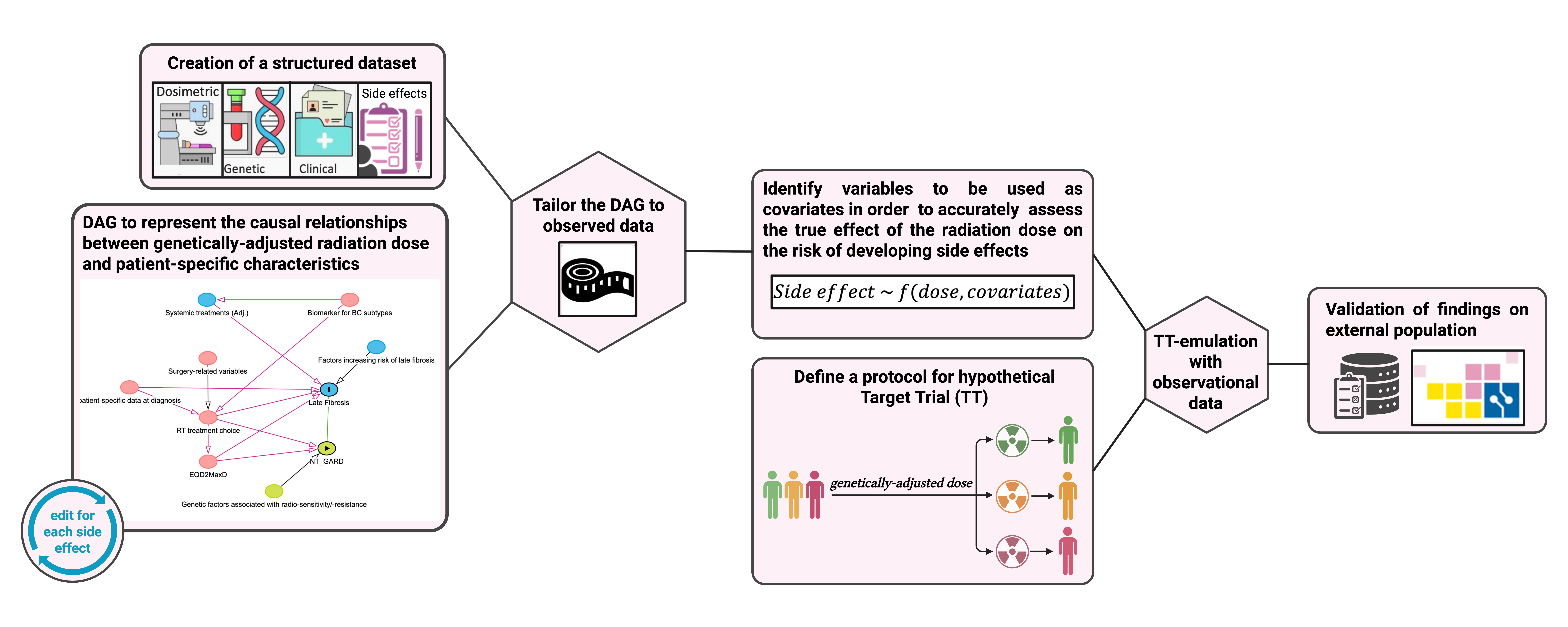 Casual interence models for the prediction of radio-induced toxicity after breast cancer radiotherapy